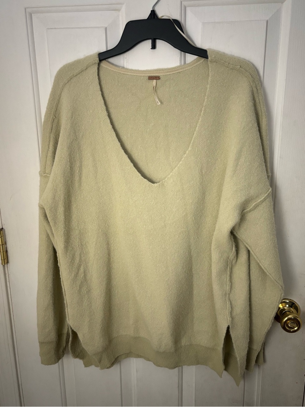 Free People Oversized V-Neck Sweater in Pale Sage